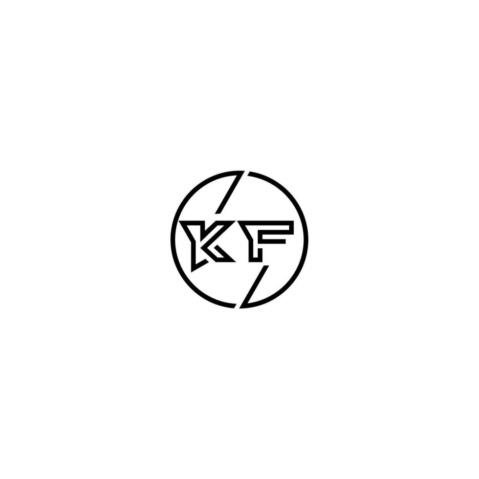 kf Fett gedruckt Linie Konzept im Kreis Initiale Logo Design im schwarz isoliert vektor