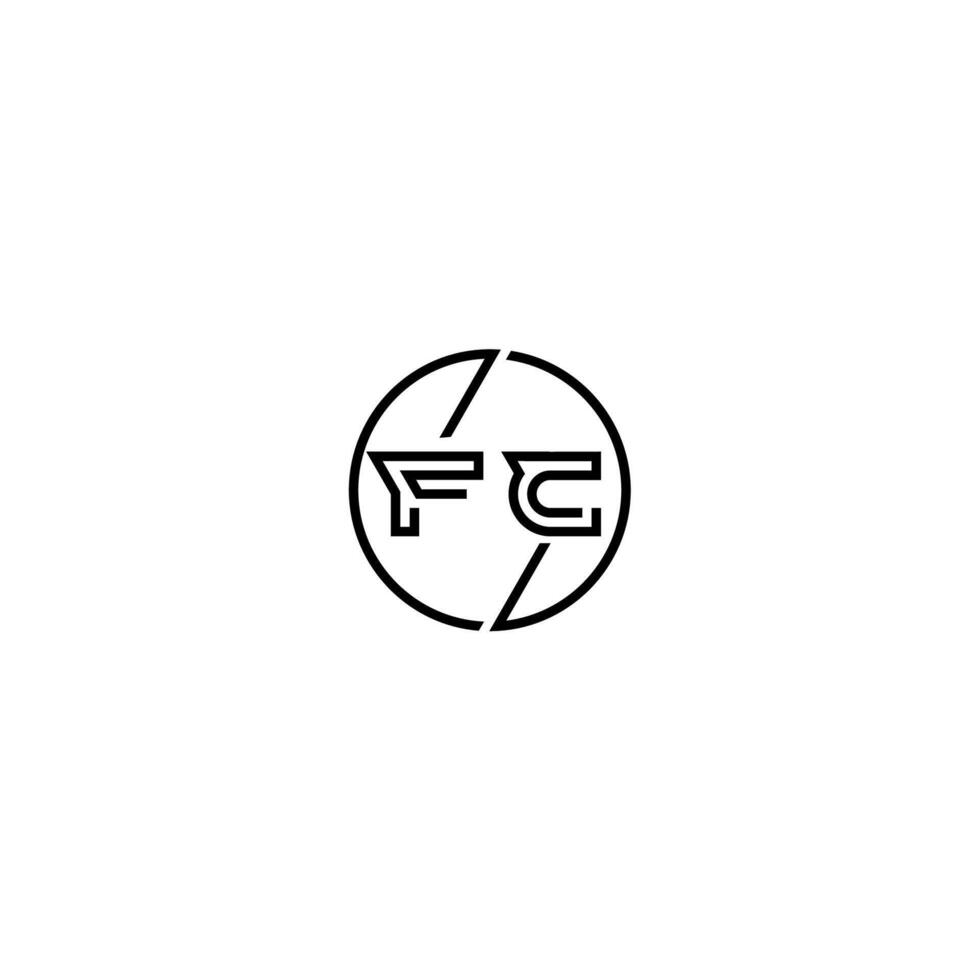fc Fett gedruckt Linie Konzept im Kreis Initiale Logo Design im schwarz isoliert vektor