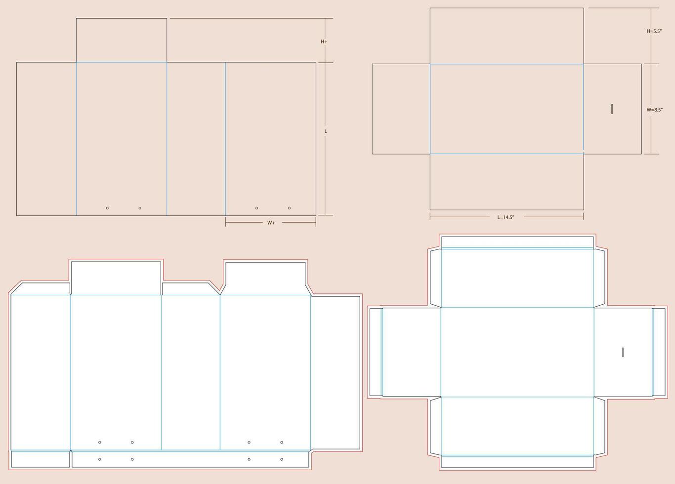 gleiten Schuh Box extra groß Größe 14.5 x 8.5 x 5.5 Zoll Dieline Vorlage vektor