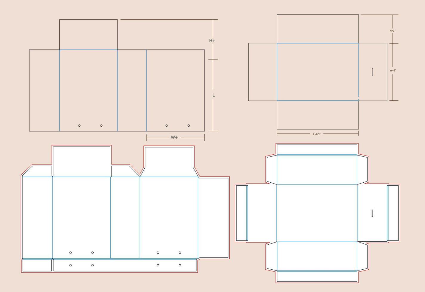 gleiten Box von Mini Größe 8,5x6x3 Zoll Box Dieline Vorlage vektor
