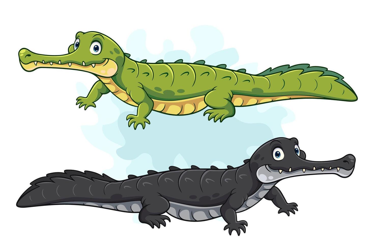 Karikatur schwarz und Grün gharial Krokodil vektor