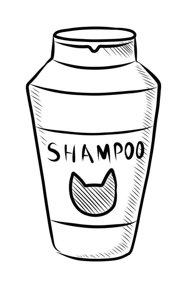 schwarz und Weiß Vektor Zeichnung von Shampoo zum Katzen