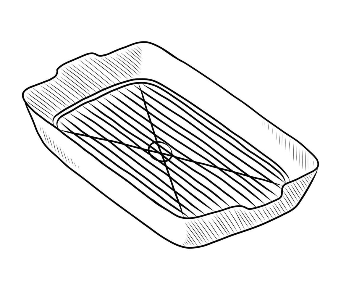svart och vit vektor teckning av en toalett bricka för husdjur