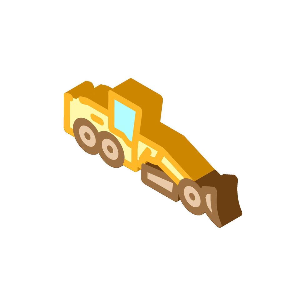 Grader Maschine Konstruktion Fahrzeug isometrisch Symbol Vektor Illustration