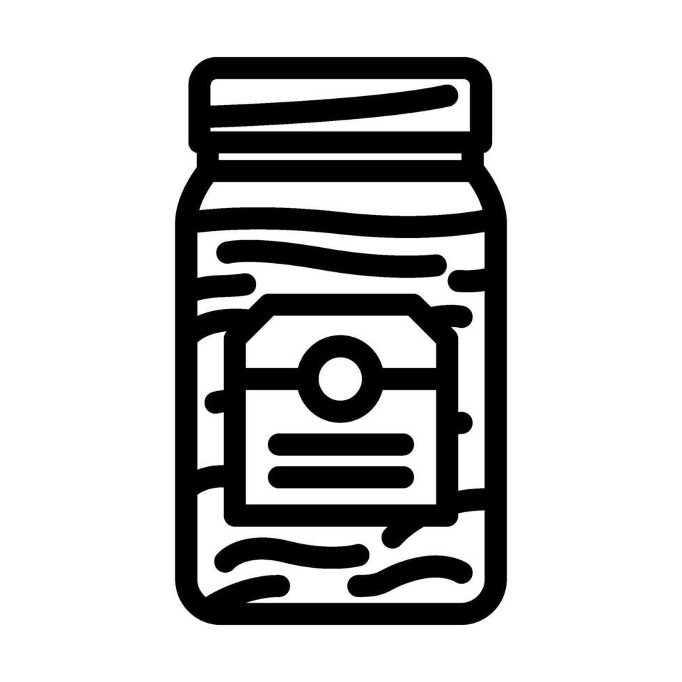 Kimchi Krug Koreanisch Küche Linie Symbol Vektor Illustration