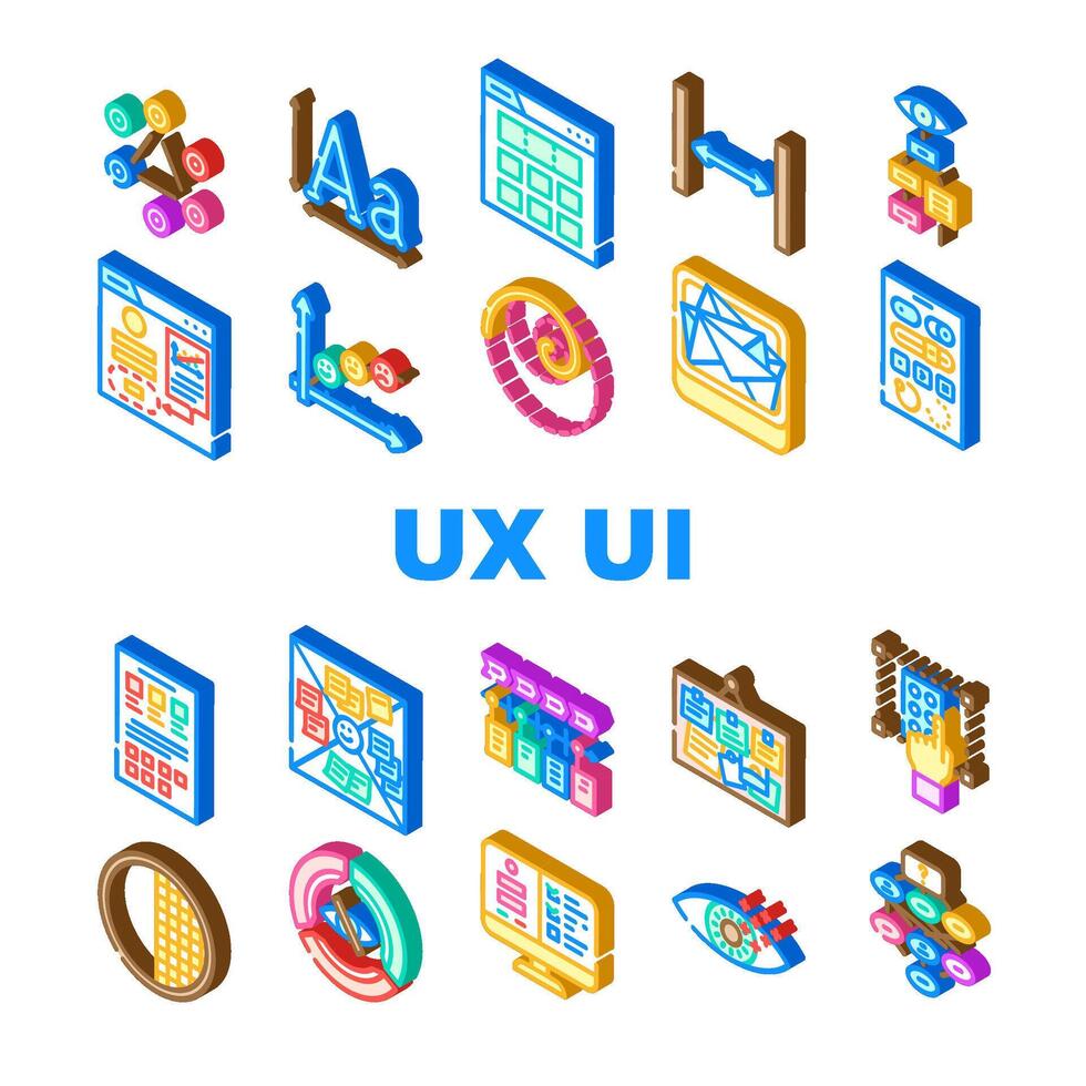 ux ui design app hemsida ikoner uppsättning vektor