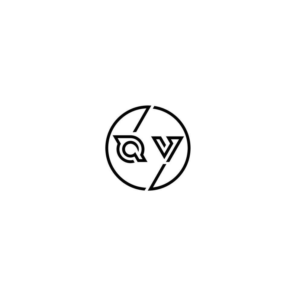 qv djärv linje begrepp i cirkel första logotyp design i svart isolerat vektor