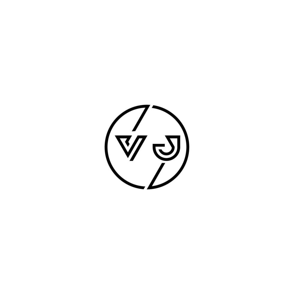 vj djärv linje begrepp i cirkel första logotyp design i svart isolerat vektor