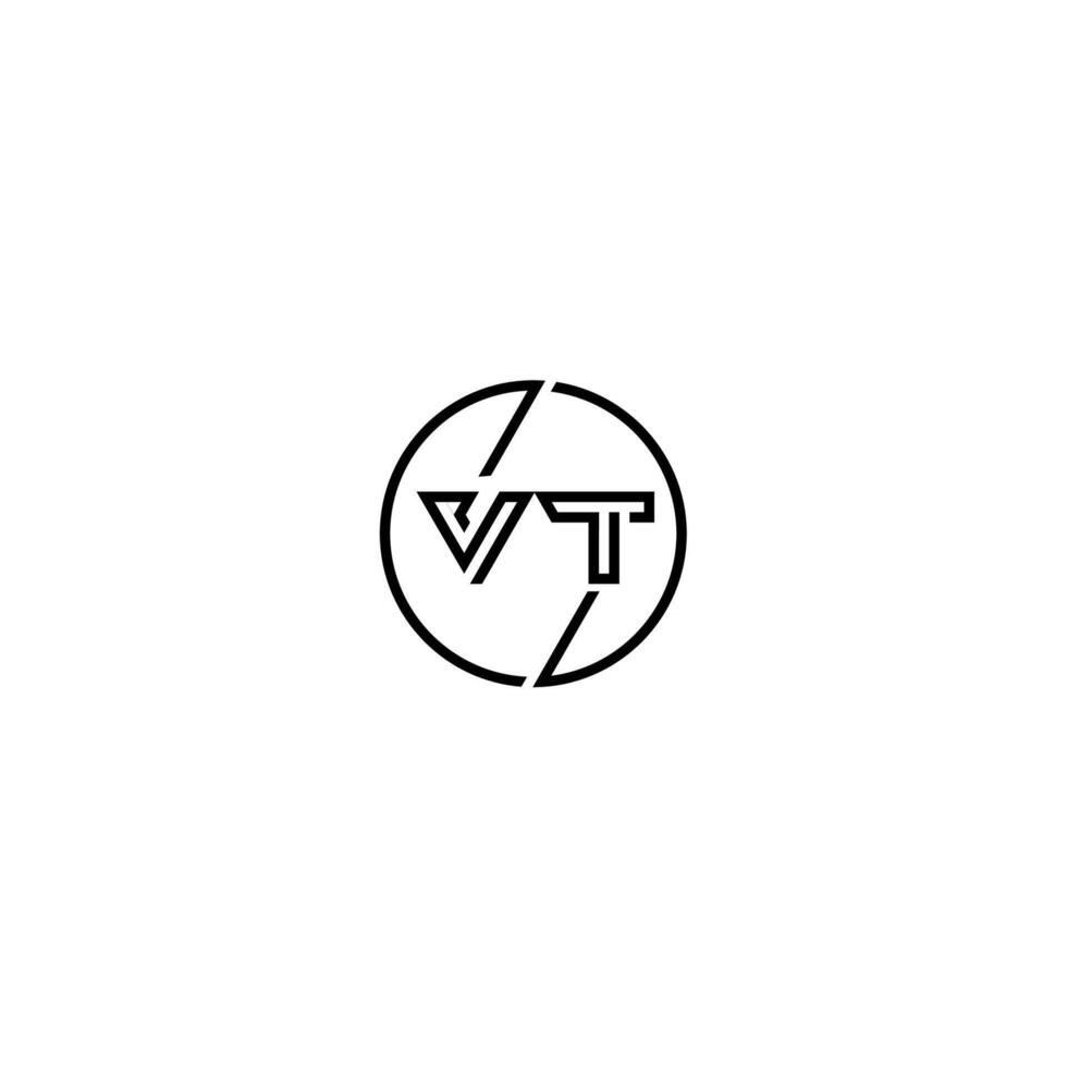 vt djärv linje begrepp i cirkel första logotyp design i svart isolerat vektor