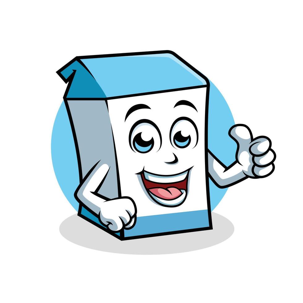 mjölk paket tecknad serie karaktär ger tumme upp Lycklig maskot vektor illustration