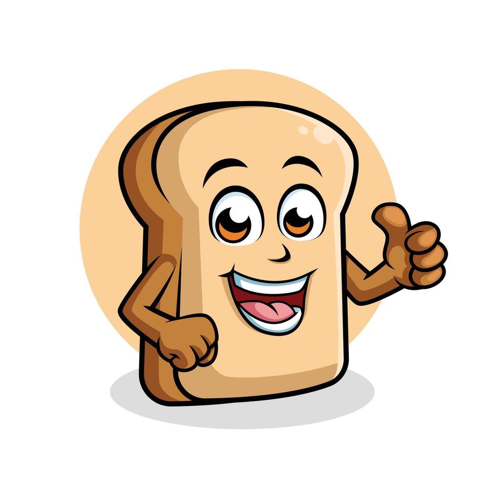 Brot Karikatur Charakter geben Daumen oben glücklich Maskottchen Vektor Illustration