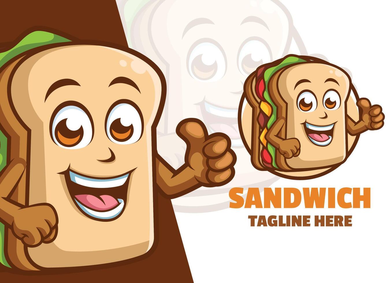 süß Sandwich Karikatur Charakter Maskottchen Logo geben Daumen oben Vektor Illustration