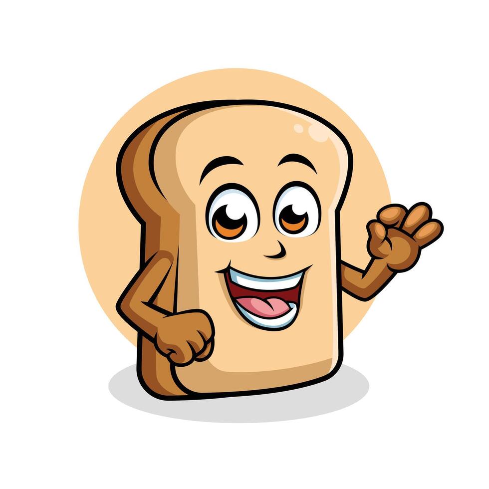 bröd tecknad serie karaktär som visar ok tecken Lycklig maskot vektor illustration ClipArt