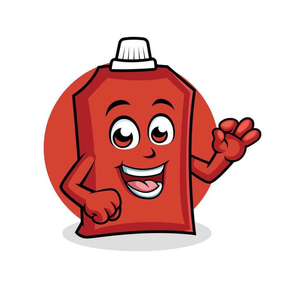 Ketchup Karikatur Charakter zeigen in Ordnung Zeichen glücklich Maskottchen Vektor Illustration Clip Art