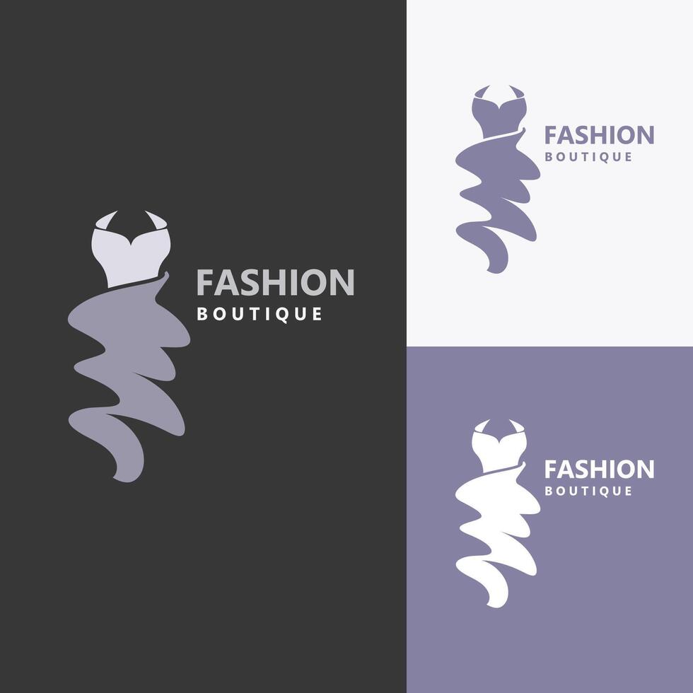 Kleid Frau Logo Design Schönheit Mode zum Boutique Geschäft Vektor Vorlage