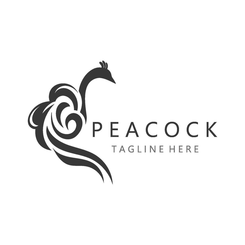 peacock line art elegant guld färg logotyp ikon design mall platt vektorillustration vektor