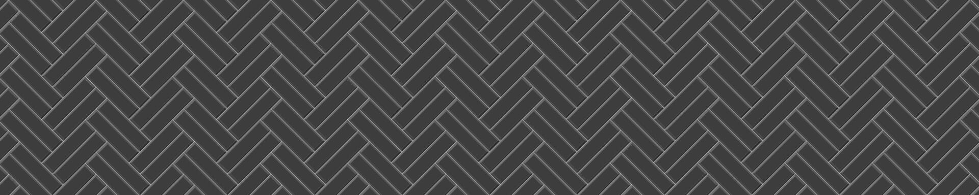 svart dubbel- fiskbens bricka sömlös mönster. sten eller keramisk tegel vägg bakgrund. kök Stänkskydd eller badrum vägg eller golv textur. Fasad eller interiör dekoration vektor