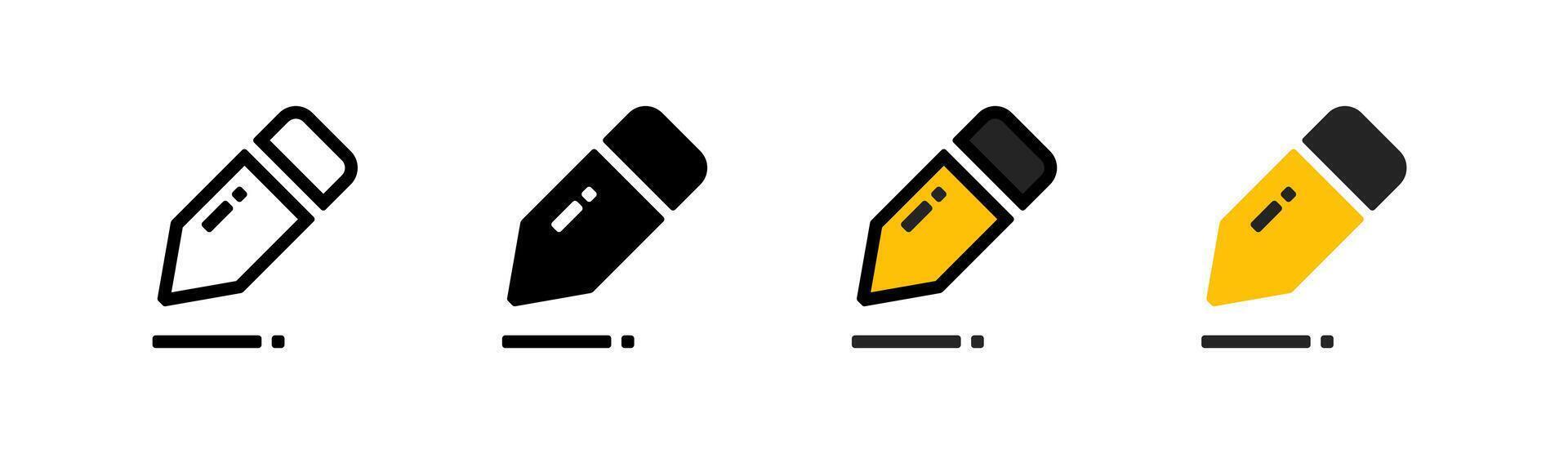 penna ikon på vit bakgrund. penna symbol. penna, brevpapper, skrivande, utbildning och redigering. platt och färgad stilar. för webb och mobil design. vektor