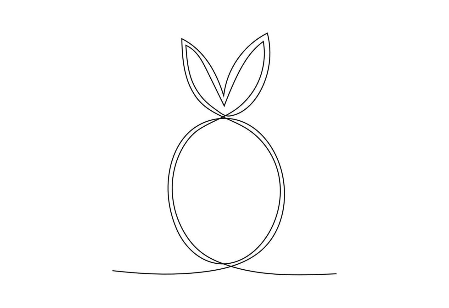 Ostern Ei mit Hase Ohren im einer kontinuierlich Linie Stil. minimalistisch Element zum Dekoration von Urlaub Karten und Banner. Vektor eiförmig Illustration von Gliederung Kunst mit editierbar Schlaganfall.