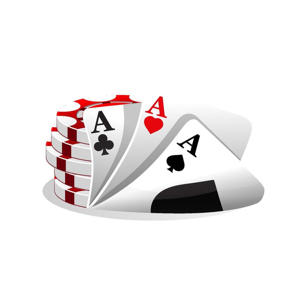 Kasino Symbol. Vektor Illustration Poker Karten und Chips Spiele.