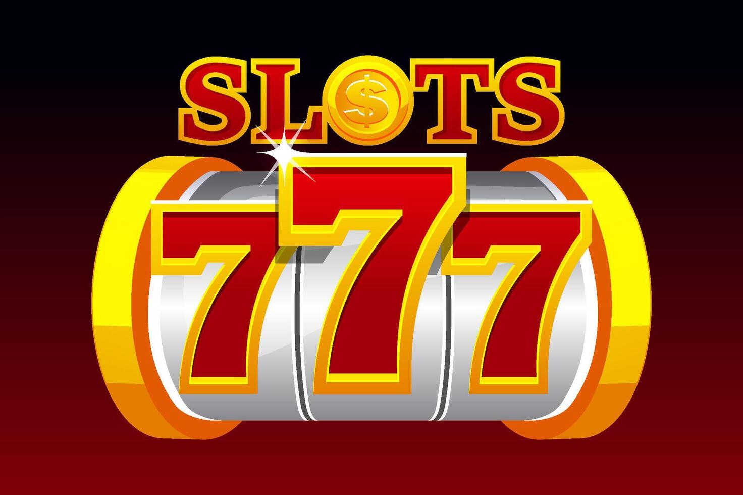 Slot Maschine 777. golden und rot Banner zum ein Kasino Spiel. vektor