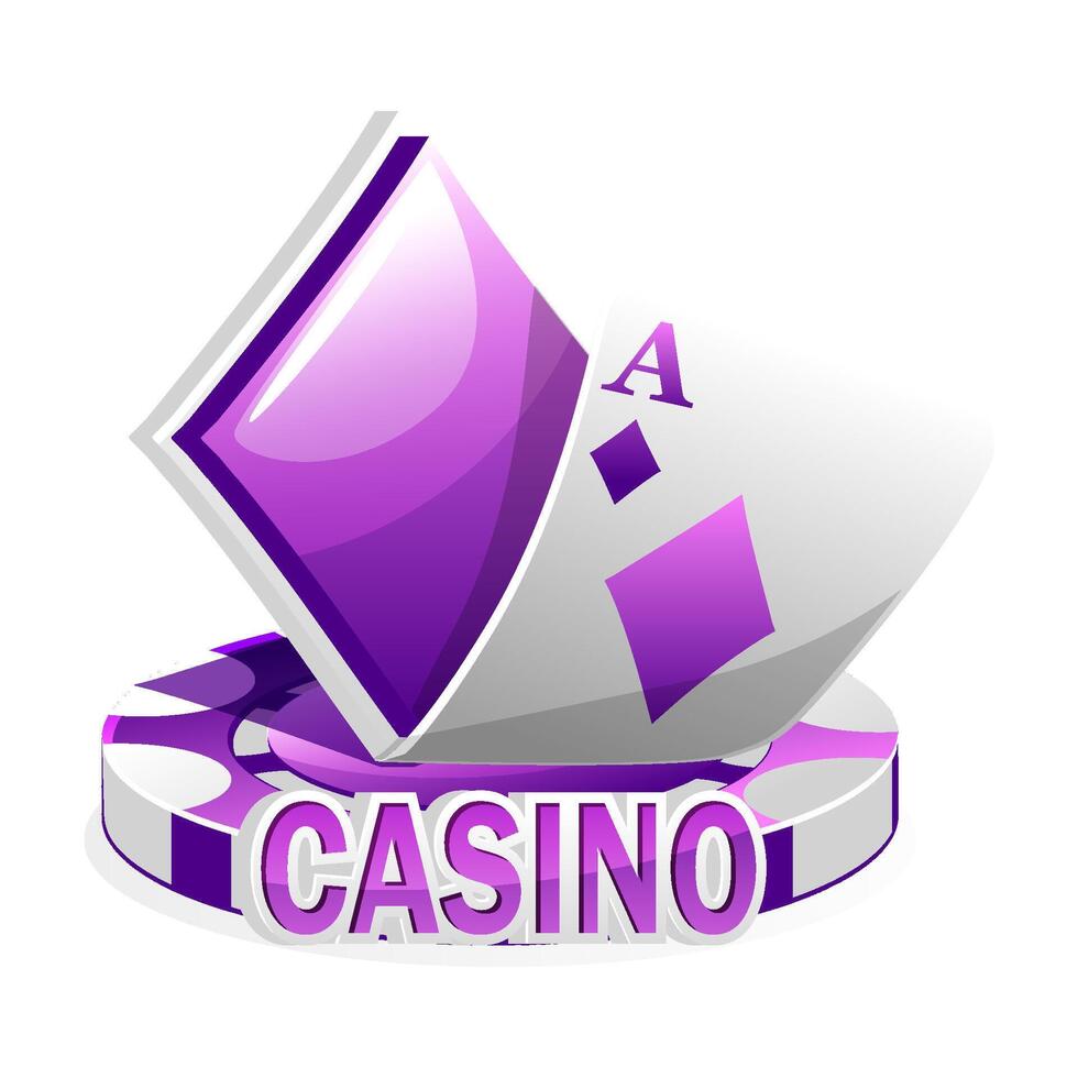 lila ikon för de kasino. vektor illustration poker kort, diamant symbol, och chip spel.