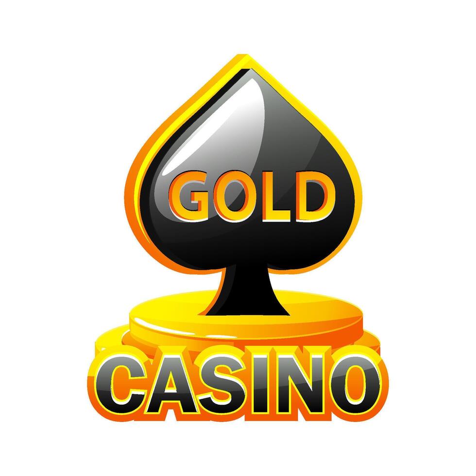 gyllene-svart ikon för de kasino. spade symbol, och logotyp kasino. vektor
