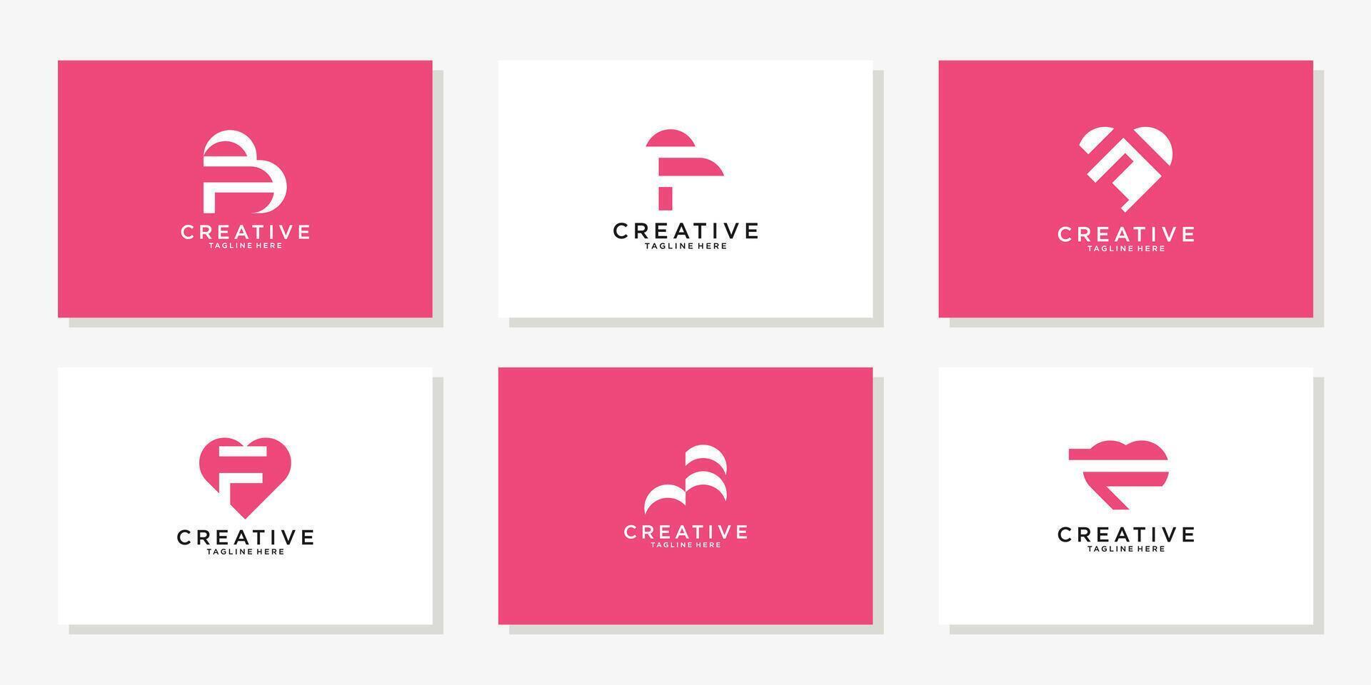 Brief f Herz Liebe Sammlung Logo Design Inspiration vektor