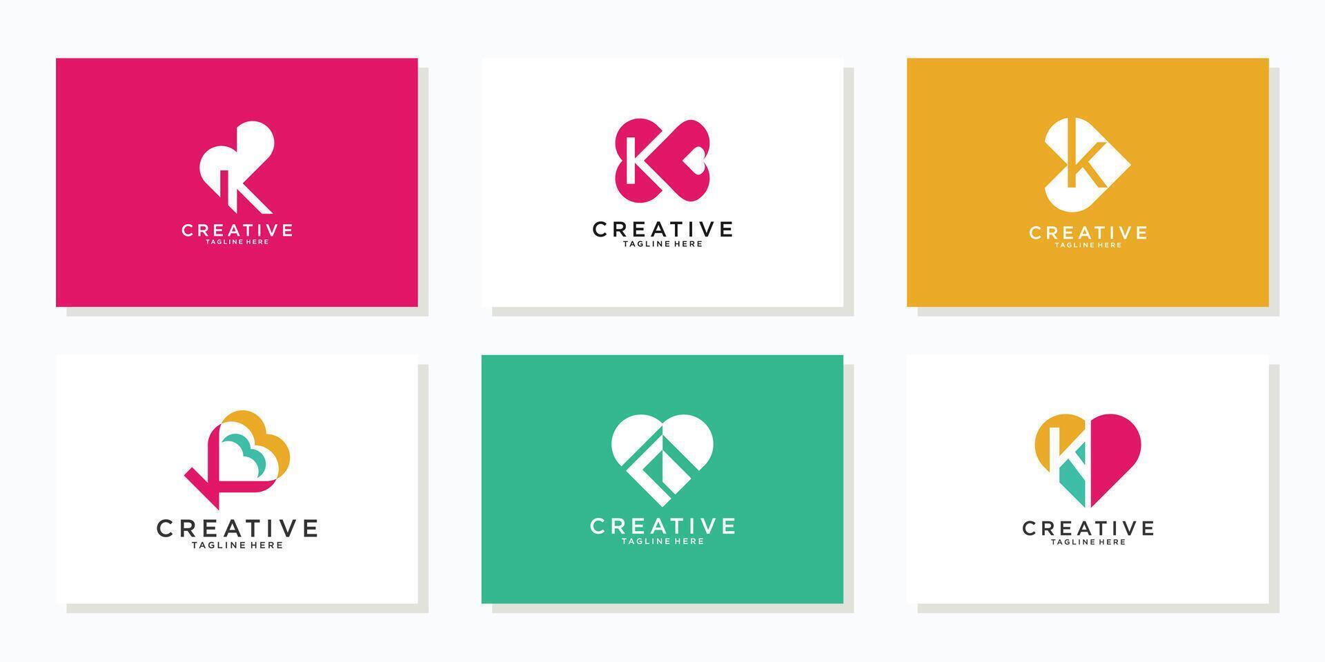 Brief k Herz Liebe Sammlung Logo Design Inspiration vektor