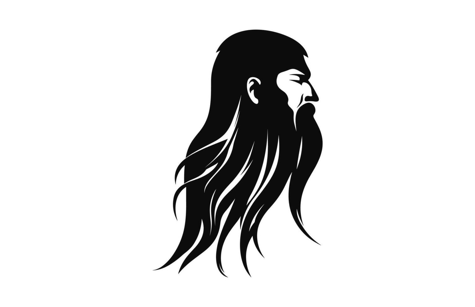 ein lange Bart mit Haarschnitt Vektor schwarz Silhouette