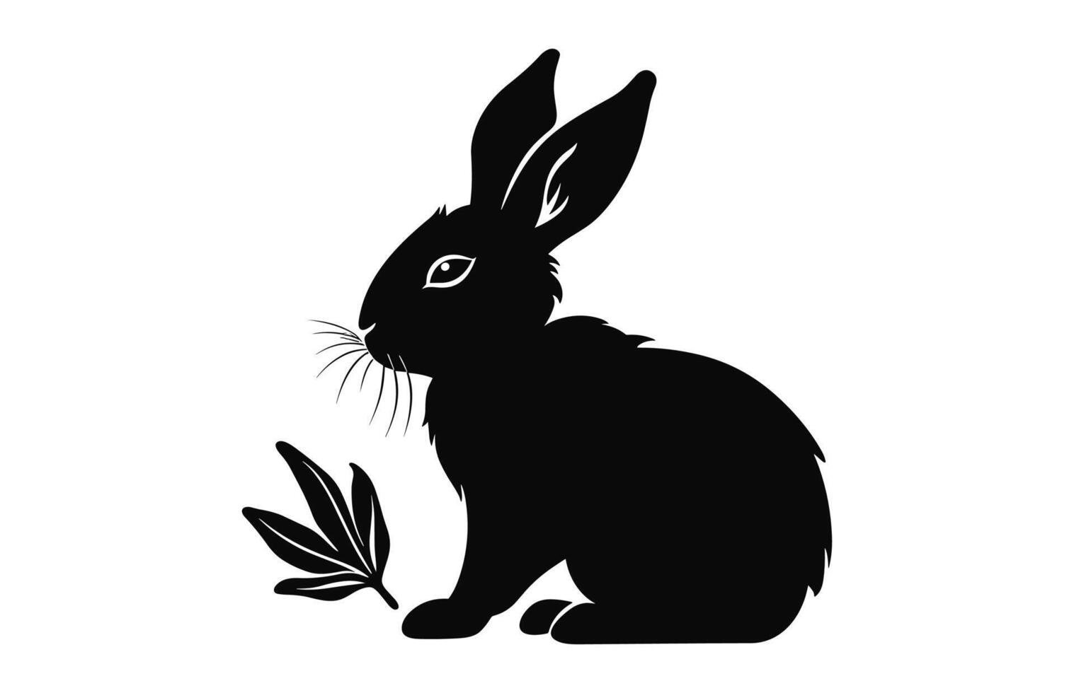 påsk kanin äter silhuett vektor isolerat på en vit bakgrund