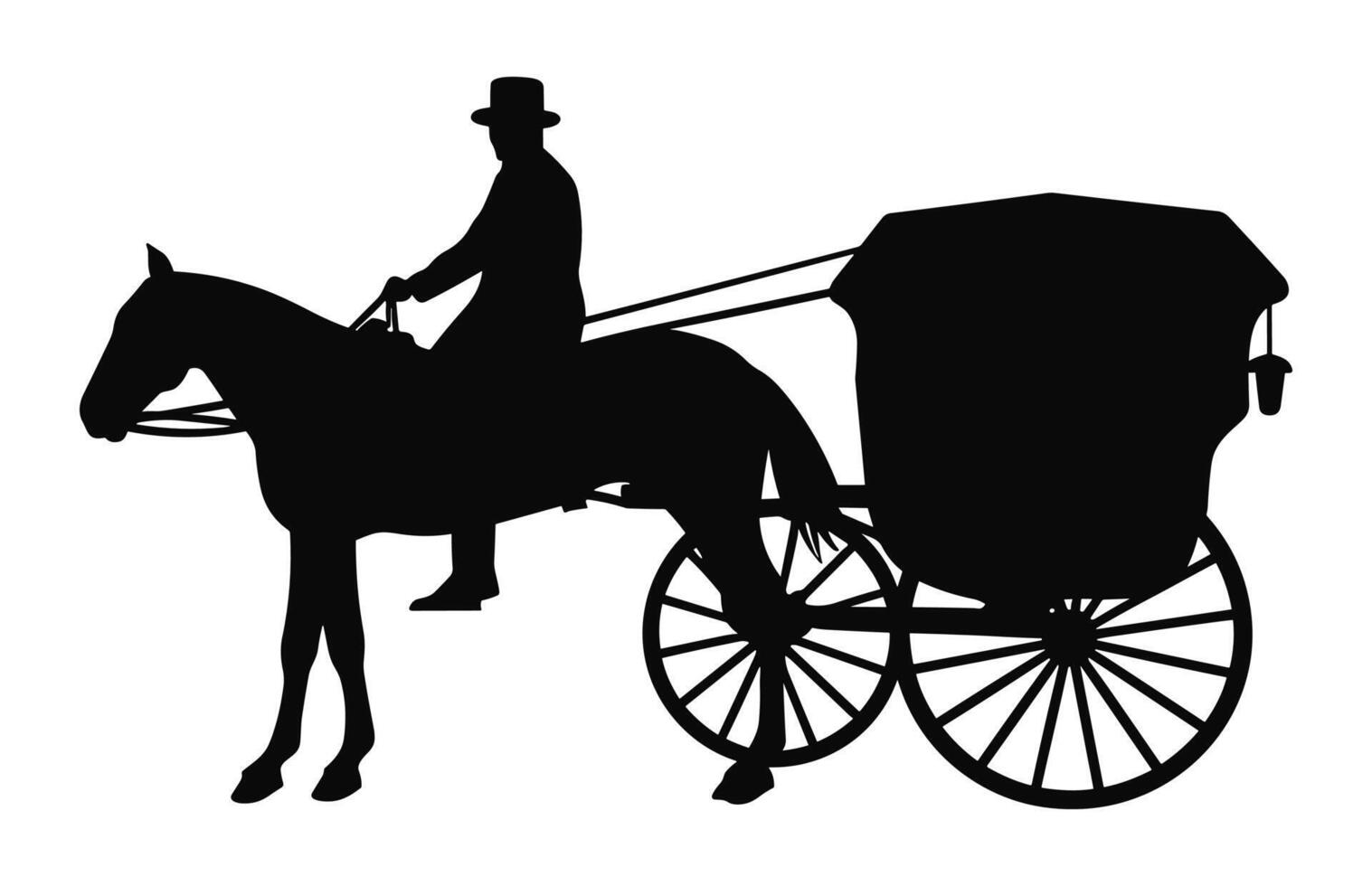 amish häst och buggy vektor svart silhuett isolerat på en vit bakgrund
