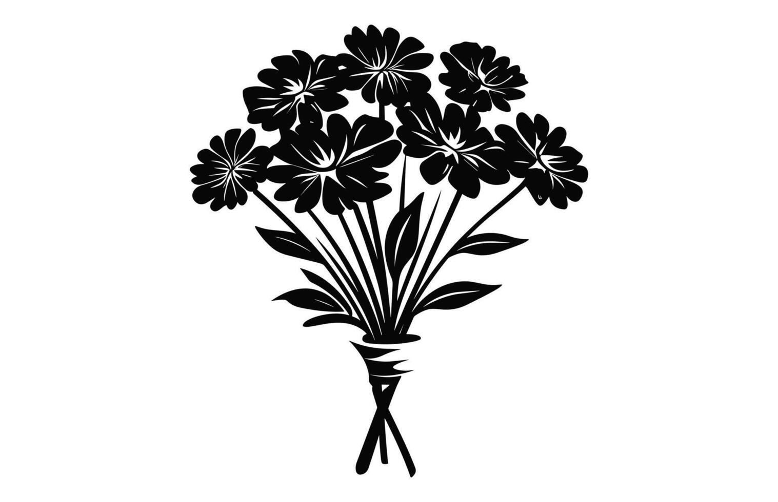 en blomma bukett dekorativ vektor svart silhuett