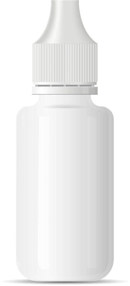 Weiß medizinisch Auge Tropfer Flasche Container zum Medikamente. Glas Dampfen Saft Tropfen Krug zum e flüssig. realistisch 3d Vektor Illustration Design.