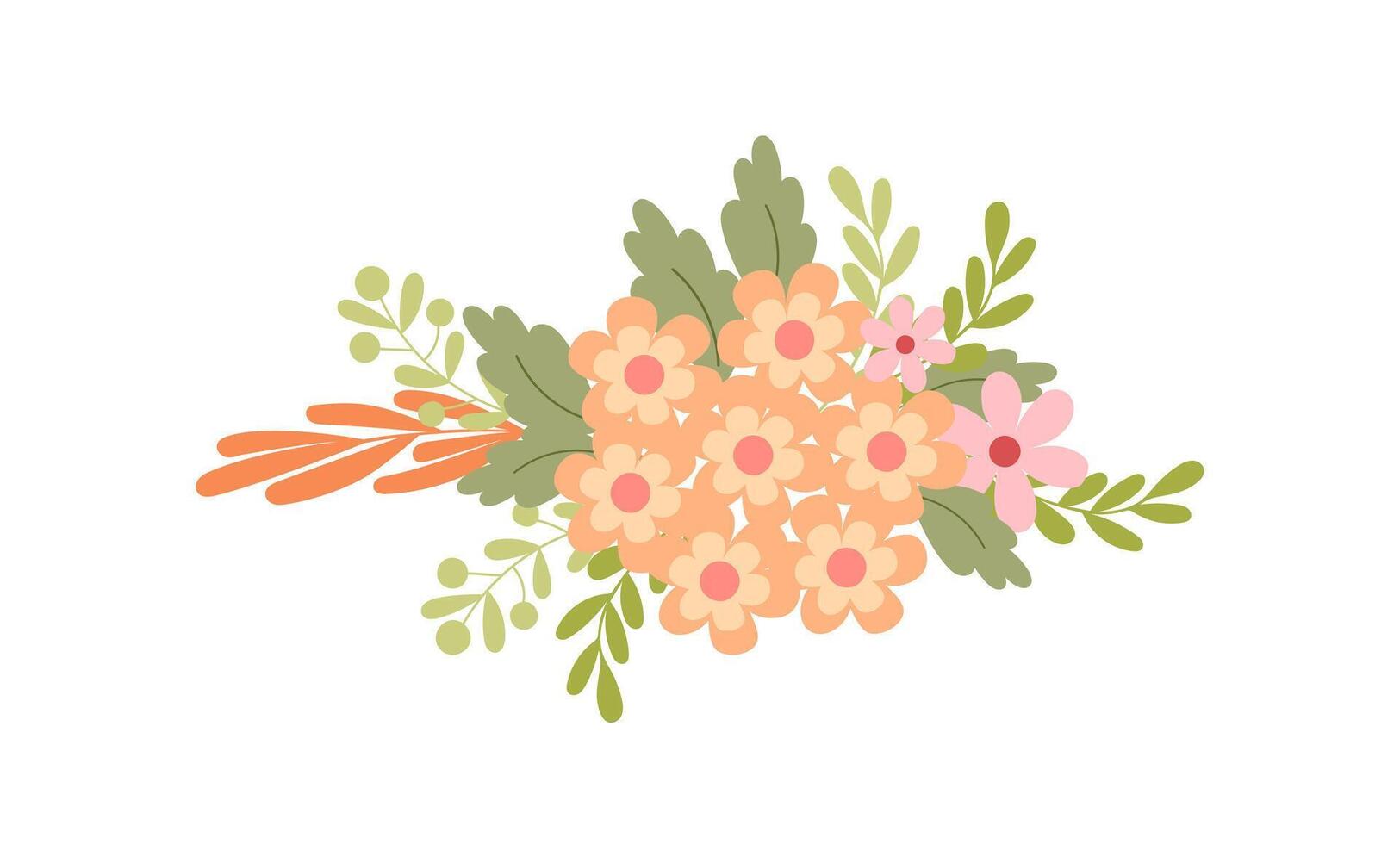 enkla blommor pastellfärgade blomsterarrangemang i platt stil vektorillustration, symbol för våren, mysigt hem, dekoration för påskhelgsfirande, clipart för kort, bohemisk vårdekoration vektor