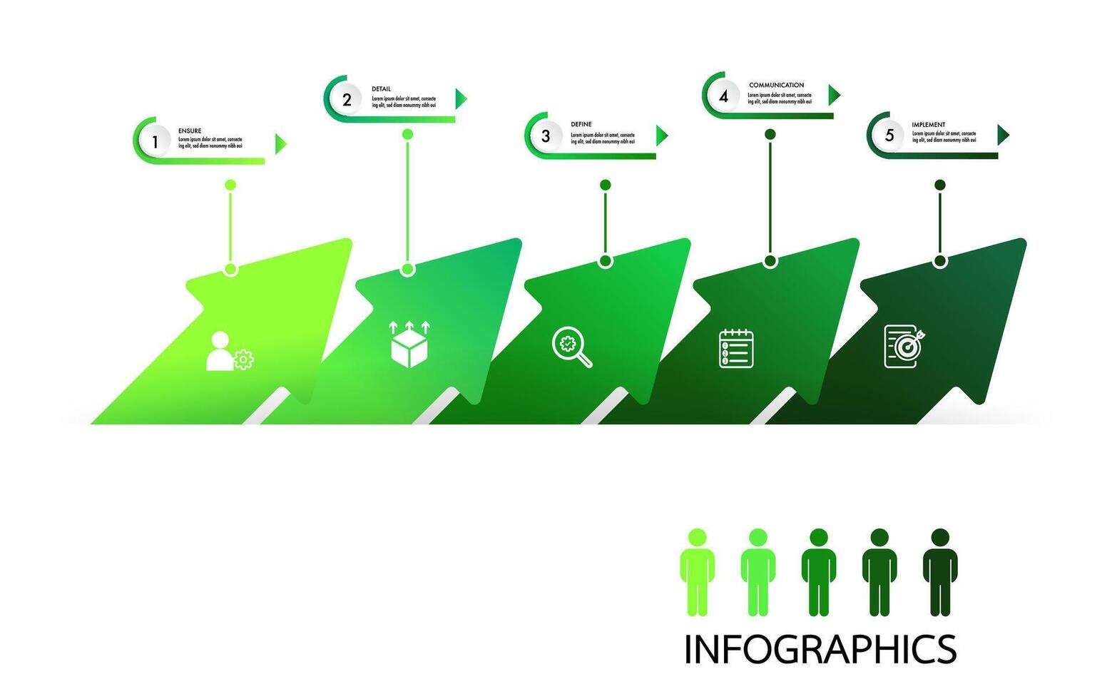 Infografik Vorlage 5 Bar Graph zum Geschäft Richtung, Marketing Strategie vektor