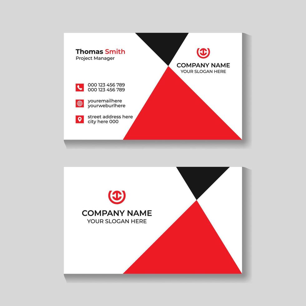 professionell kreativ modern röd och svart företag kort design mall vektor