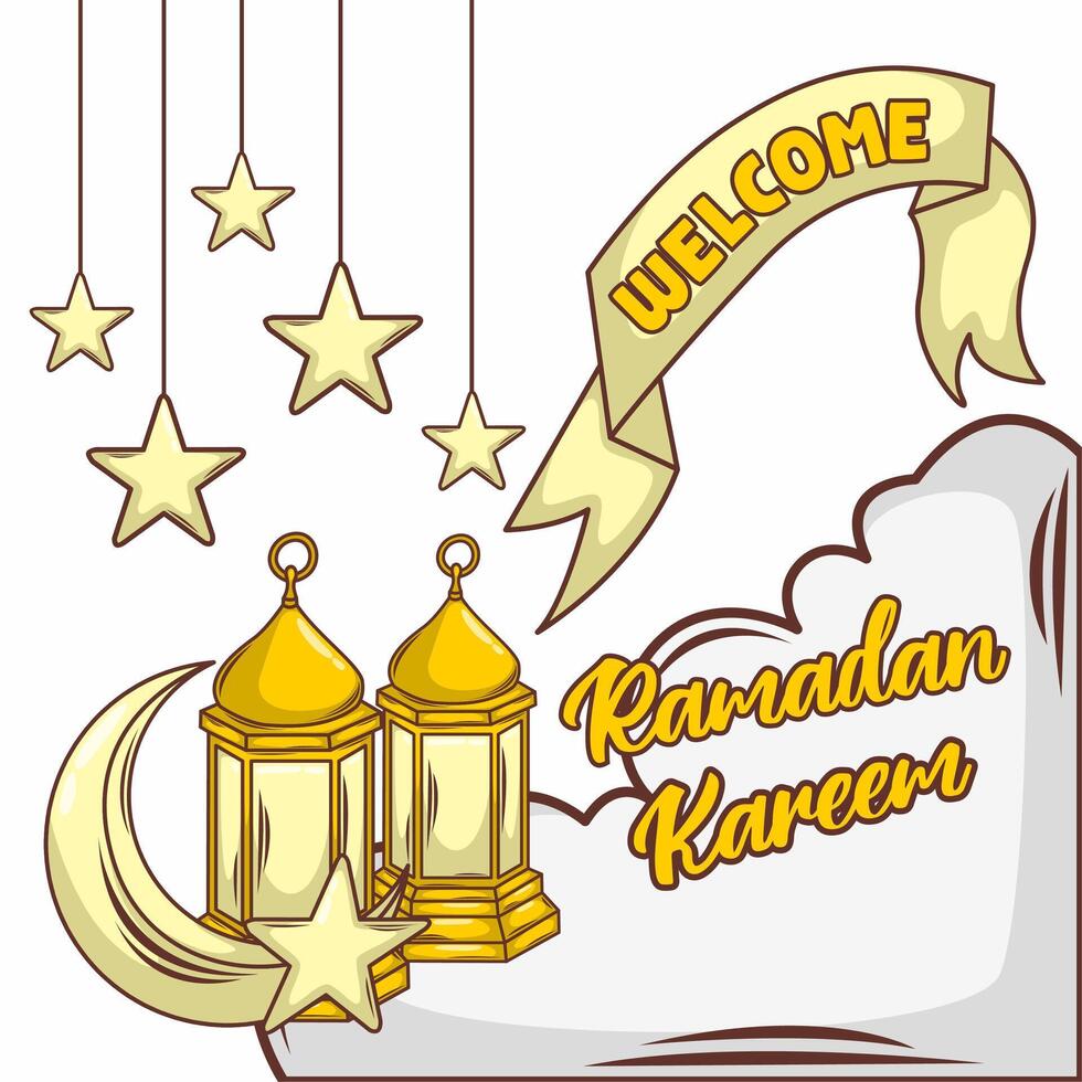 Ramadhan kareem hälsning illustration konst bakgrund vektor