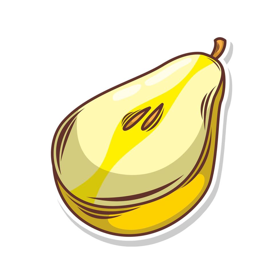 skiva av päron frukt hand dra stil vektor