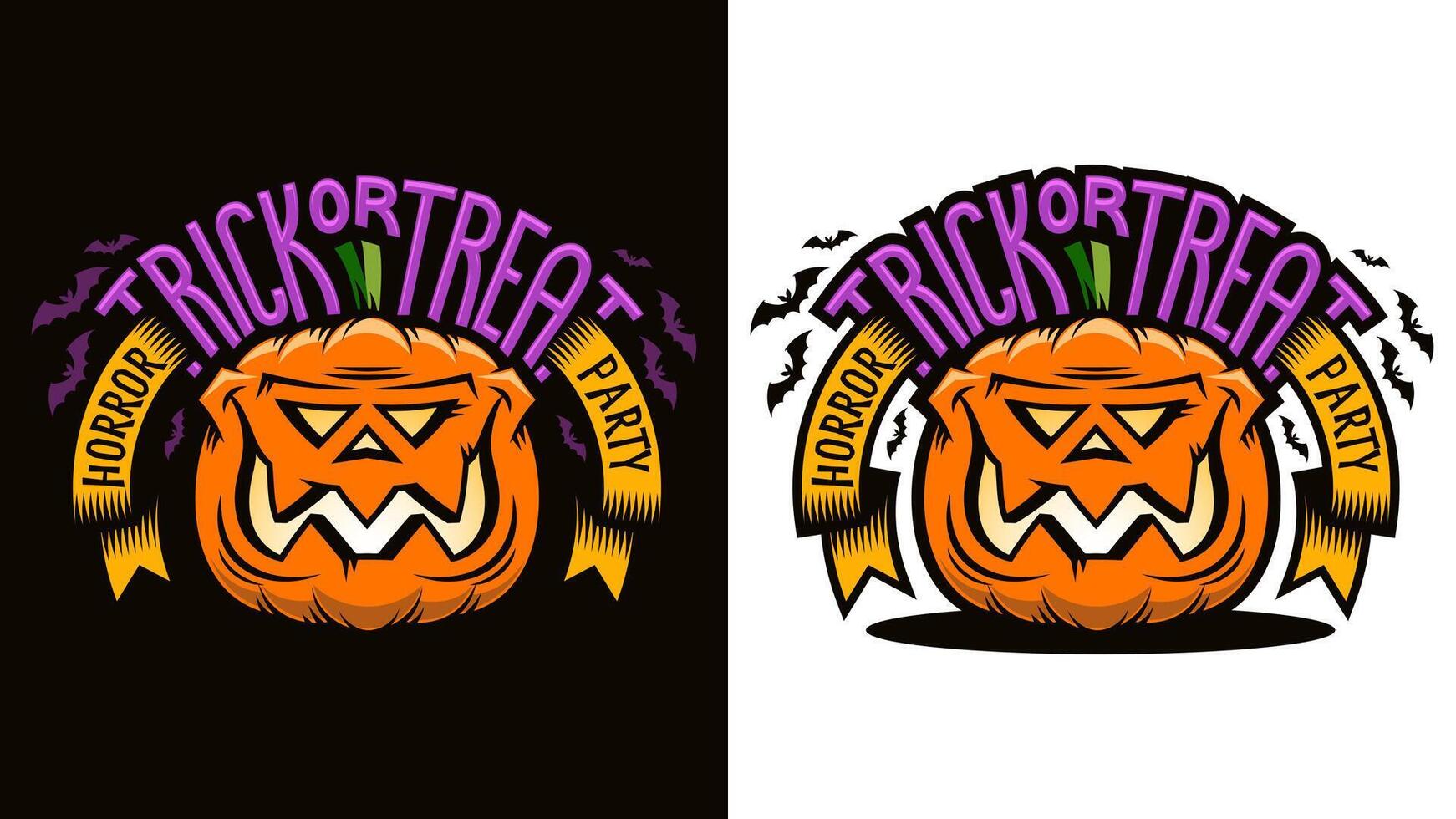 Halloween Karikatur Emblem - - lächelnd Kürbis vektor