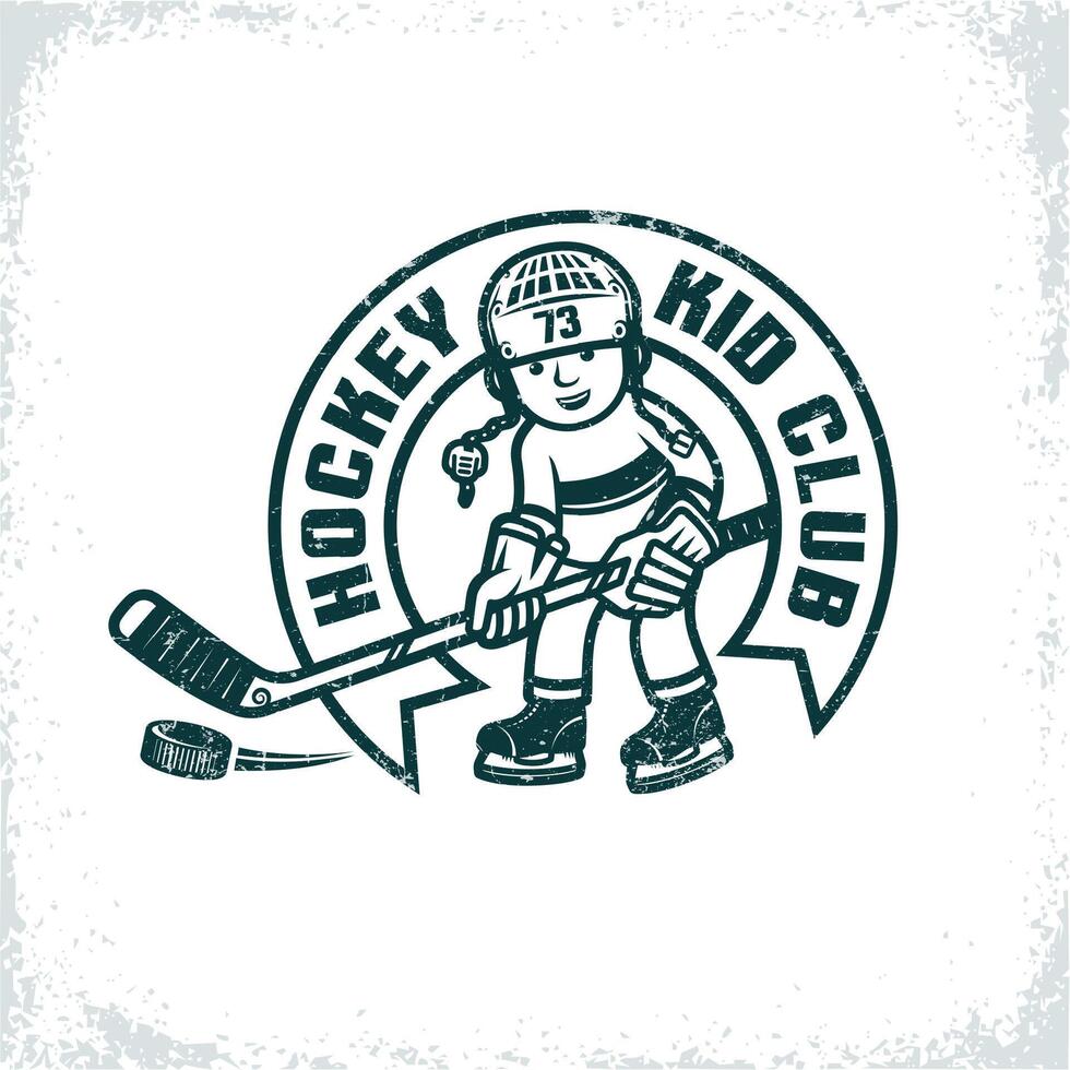 barn retro emblem för de hockey klubb vektor