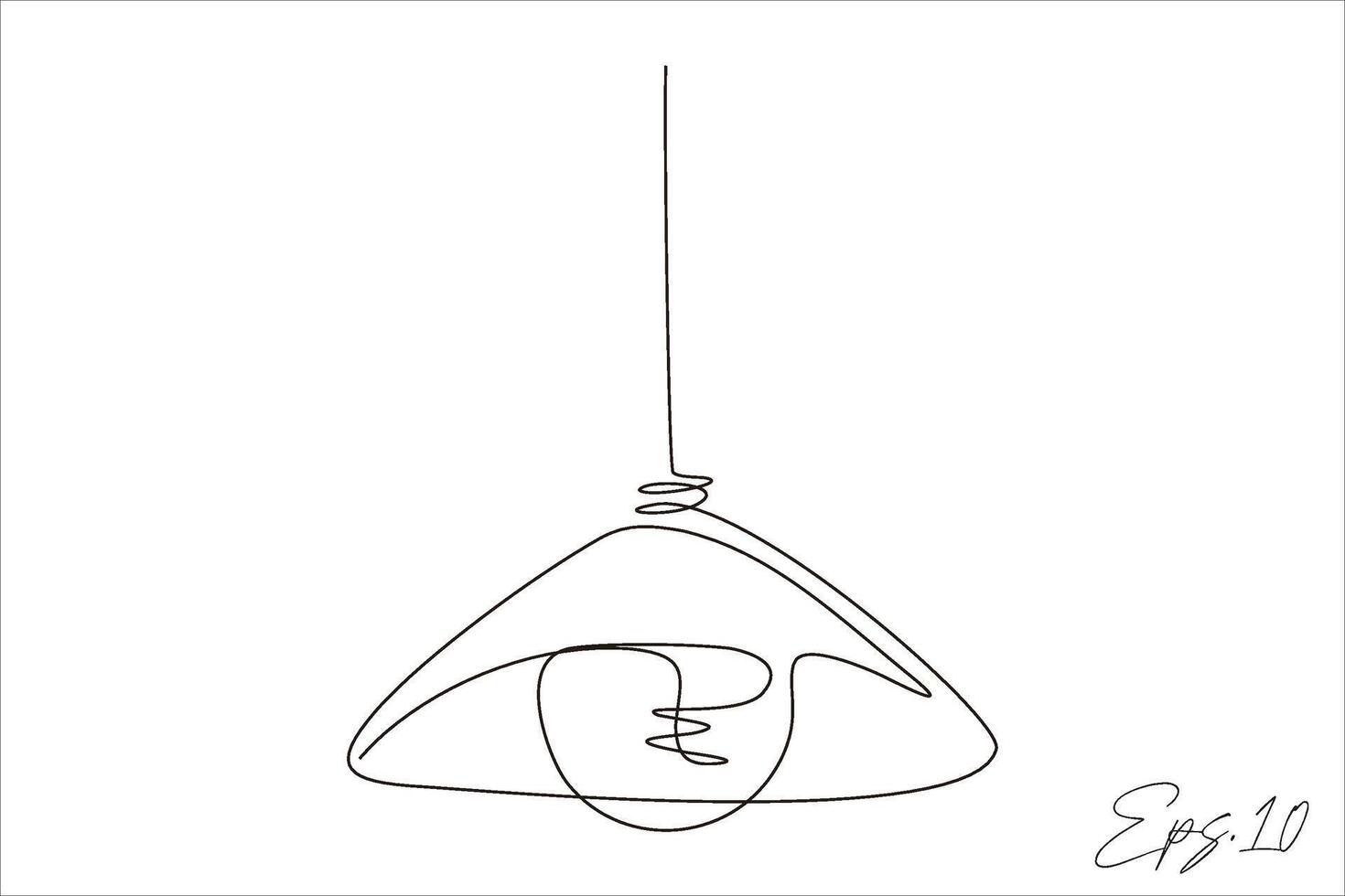 kontinuerlig linje teckning av hängande lampa vektor