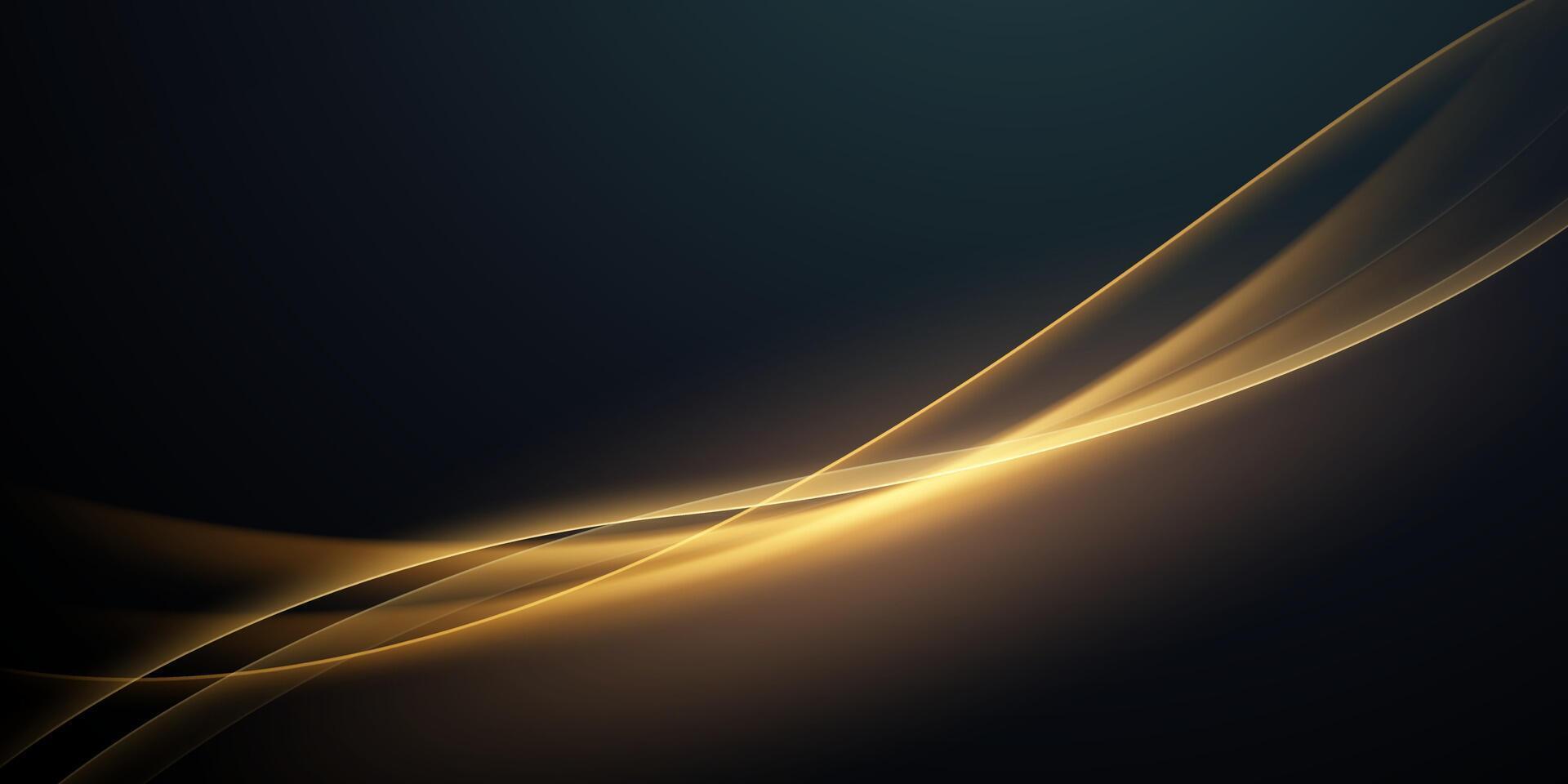 skön gyllene ljus rader bakgrund på svart bakgrund abstrakt design vektor illustration