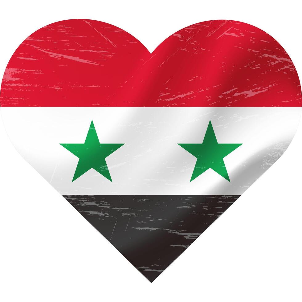 syrien flagga i hjärta form grunge årgång. syriansk flagga hjärta. vektor flagga, symbol.