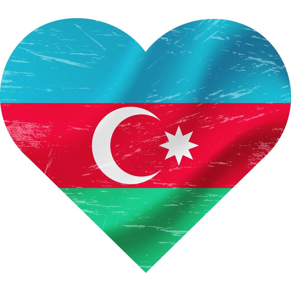 azerbaijan flagga i hjärta form grunge årgång. azerbaijan flagga hjärta. vektor flagga, symbol.