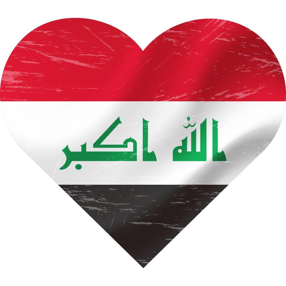 Irak Flagge im Herz gestalten Grunge Jahrgang. Irak Flagge Herz. Vektor Flagge, Symbol.