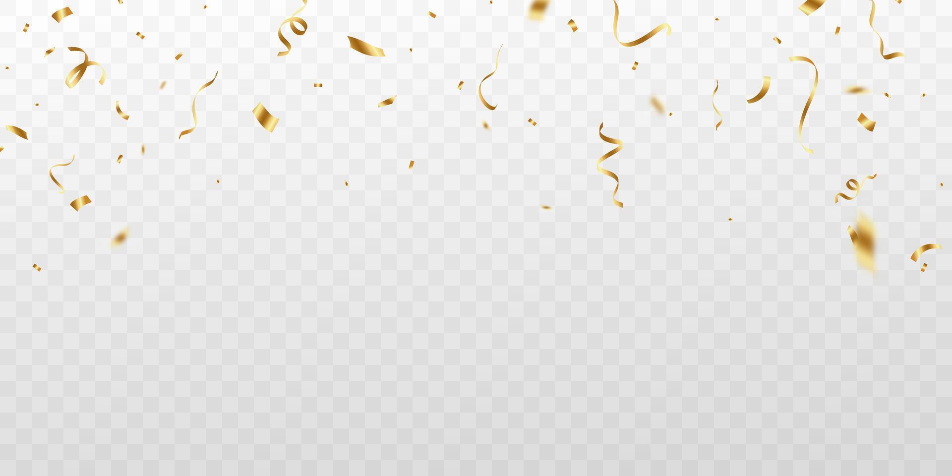 gyllene konfetti och sicksack- band faller från ovan banderoll, glitter vektor