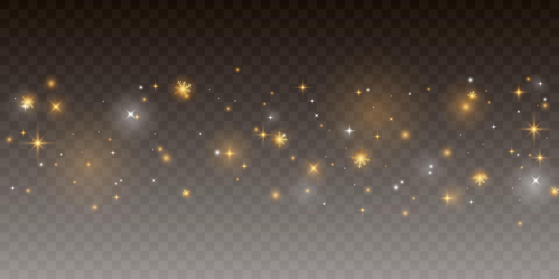 gyllene gnistrande ljus bakgrund med lyxig gyllene snöflingor. vektor illustration
