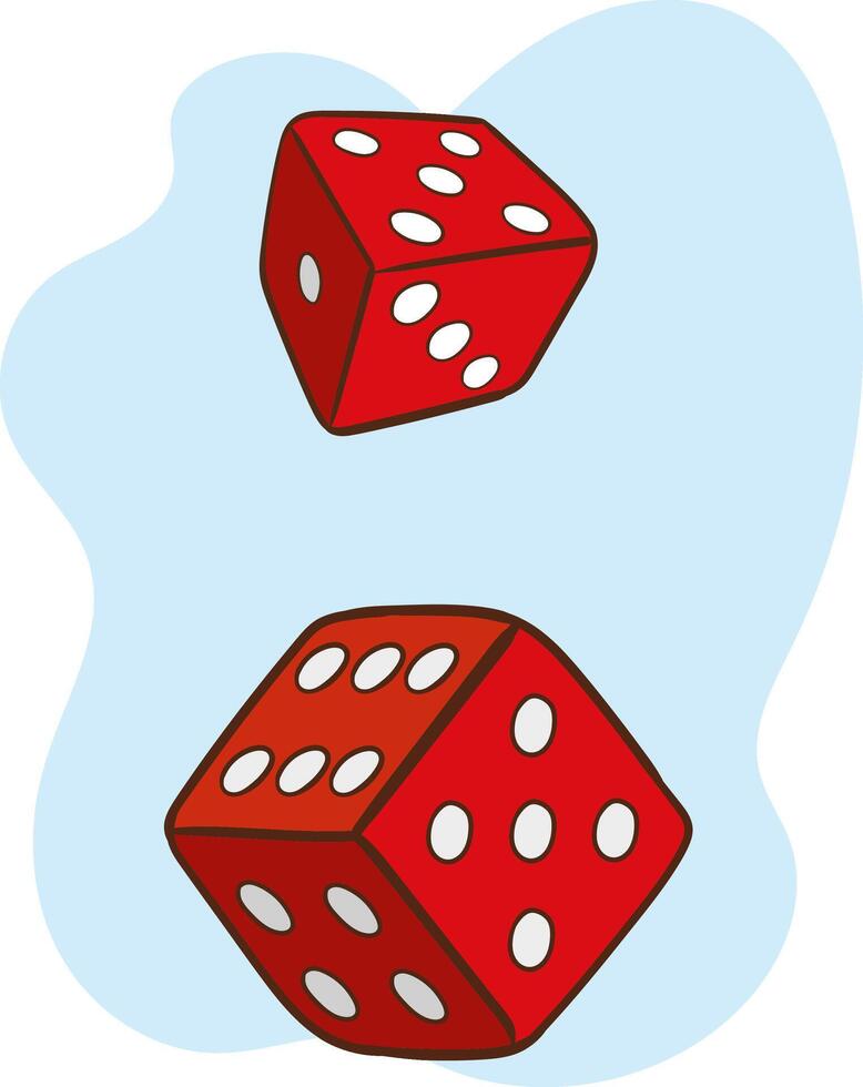 tärningar isolerat på vit bakgrund. röd tärningar kub med vit prickar. kasino, poker eller styrelse spel symbol. sex ensidig tärningar ikon. hasardspel och underhållning begrepp. stock vektor illustration