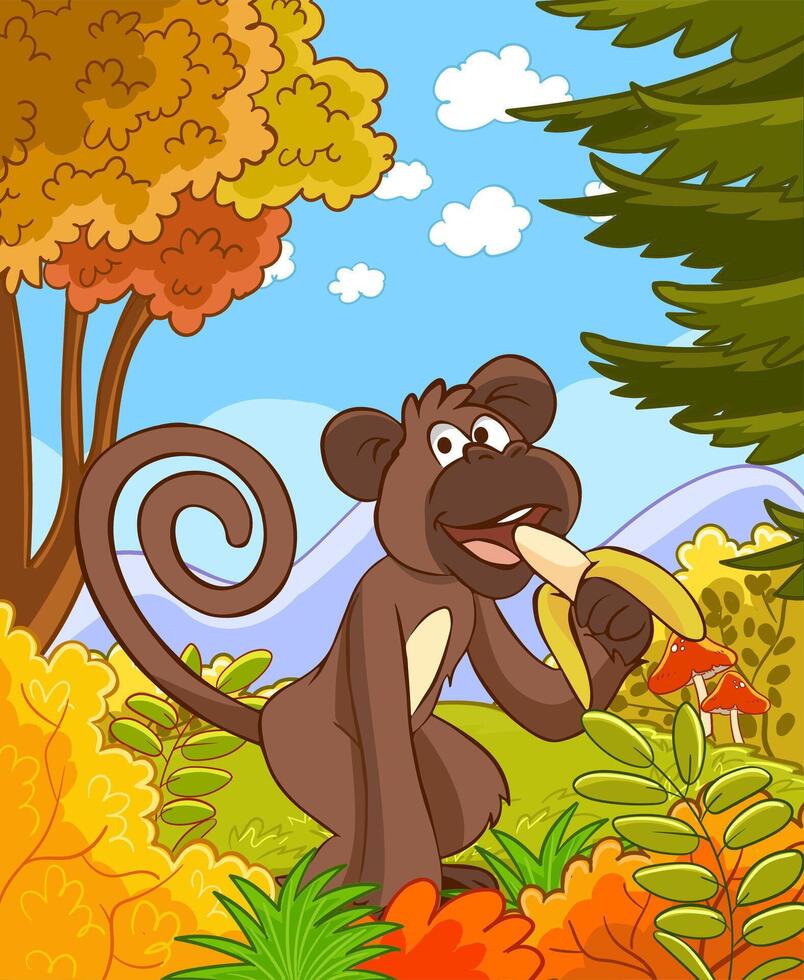Vektor Illustration von ein Affe im das Urwald